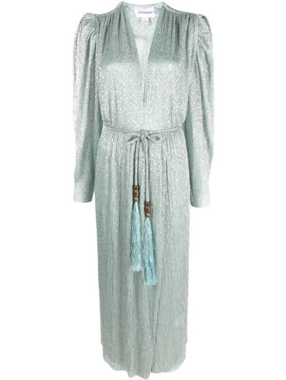 ​Sabina Musáyev - Metallic Seafoam Green Maxi Dress